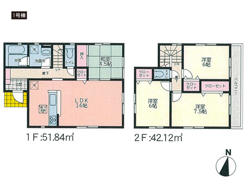 岡山市中区山崎の新築 一戸建て分譲住宅の間取り図