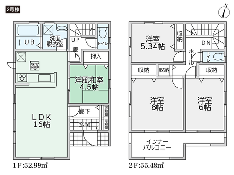 岡山市北区吉備津の新築 一戸建て分譲住宅の間取り図