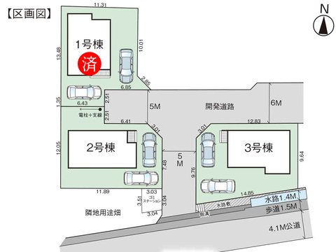 倉敷市玉島乙島の新築 一戸建て分譲住宅の区画図