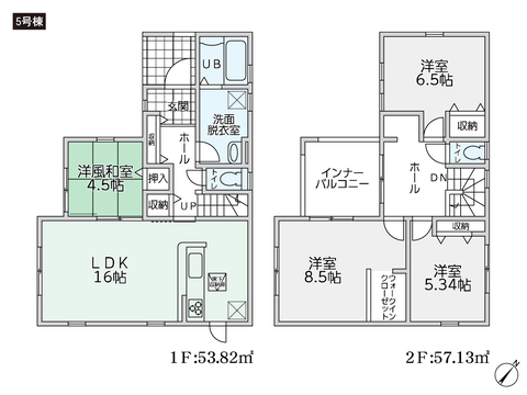 岡山県倉敷市福田町古新田の新築 一戸建て分譲住宅の間取り図