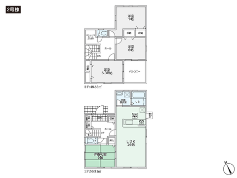 岡山県倉敷市粒江の新築 一戸建て分譲住宅の間取り図