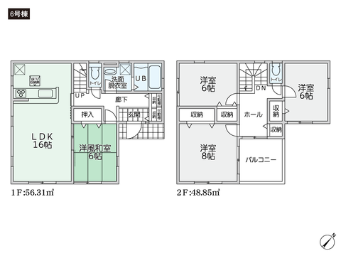 岡山県倉敷市児島下の町の新築 一戸建て分譲住宅の間取り図