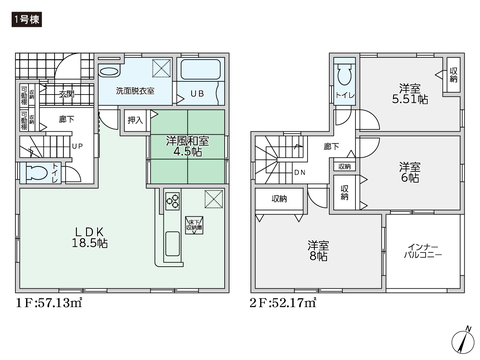 岡山県倉敷市福田町古新田の新築 一戸建て分譲住宅の間取り図