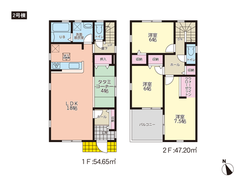 岡山市東区藤井の新築 一戸建て分譲住宅の間取り図