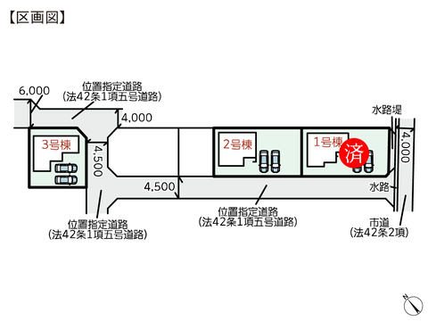 岡山県倉敷市連島町鶴新田の新築 一戸建て分譲住宅の区画図