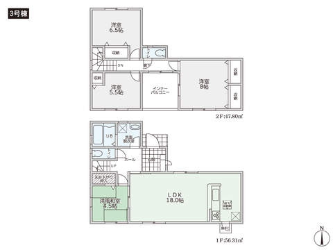 岡山県総社市西郡の新築 一戸建て分譲住宅の間取り図