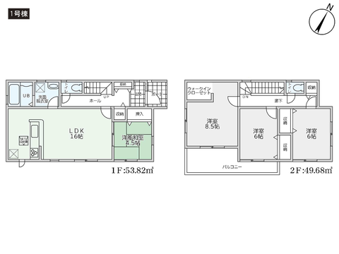 岡山市中区江並の新築 一戸建て分譲住宅の間取り図