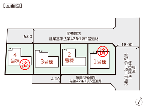 岡山県倉敷市亀島の新築 一戸建て分譲住宅の区画図