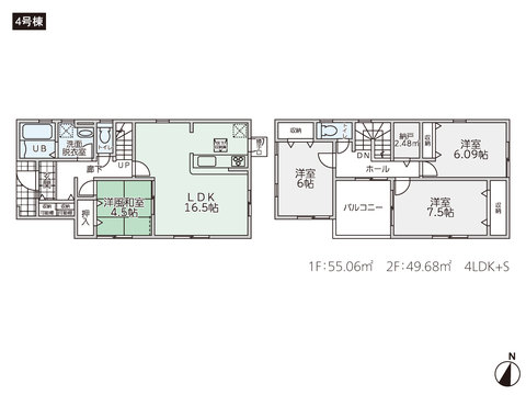 岡山県総社市溝口の新築 一戸建て分譲住宅の間取り図