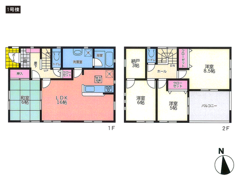 岡山県倉敷市中畝の新築 一戸建て分譲住宅の間取り図