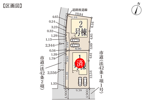岡山市北区吉備津の新築 一戸建て分譲住宅の区画図