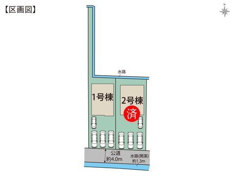 岡山市中区長岡の新築 一戸建て分譲住宅の区画図
