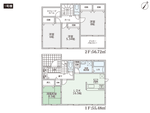 玉野市東紅陽台の新築 一戸建て分譲住宅の間取り図