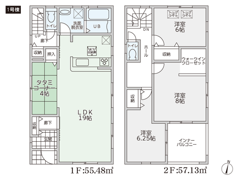 岡山県岡山市南区福吉町の新築 一戸建て分譲住宅の間取り図