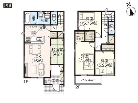 岡山市南区築港緑町の新築 一戸建て分譲住宅の間取り図