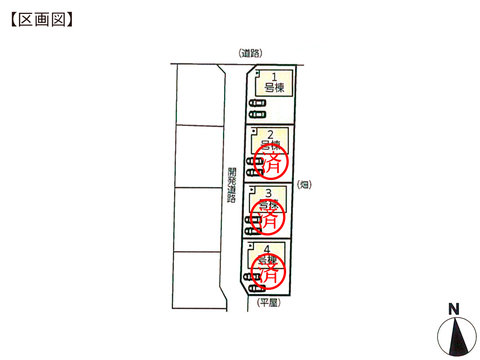 岡山県倉敷市玉島乙島の新築 一戸建て分譲住宅の区画図