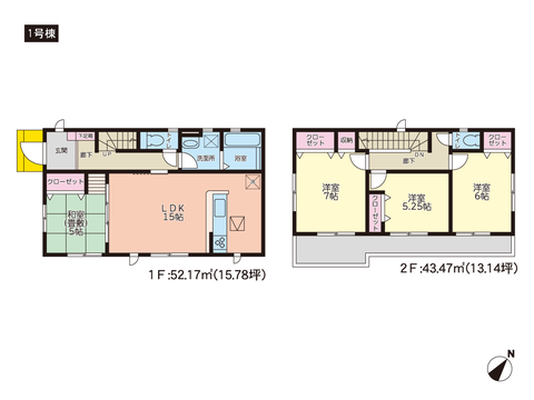 岡山県岡山市中区湊の新築 一戸建て分譲住宅の間取り図