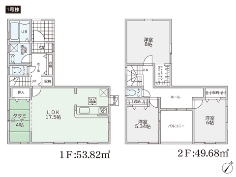 岡山県倉敷市水江の新築 一戸建て分譲住宅の間取り図