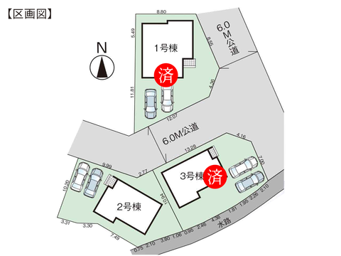 岡山市南区郡の新築 一戸建て分譲住宅の区画図