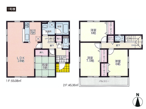 岡山県岡山市中区乙多見の新築 一戸建て分譲住宅の間取り図