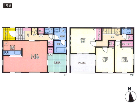 岡山県瀬戸内市長船町福岡の新築 一戸建て分譲住宅の間取り図