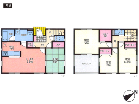 岡山県岡山市東区金岡東町の新築 一戸建て分譲住宅の間取り図