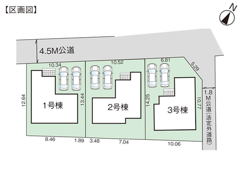 岡山市北区西辛川の新築 一戸建て分譲住宅の区画図