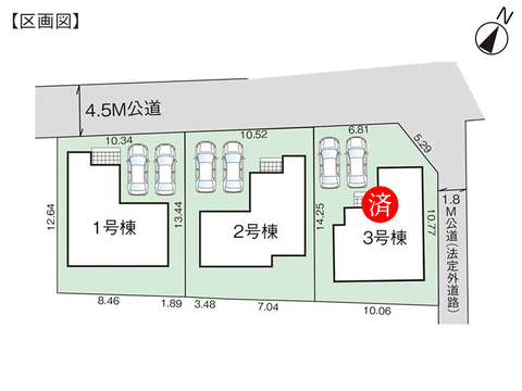 岡山市北区西辛川の新築 一戸建て分譲住宅の区画図