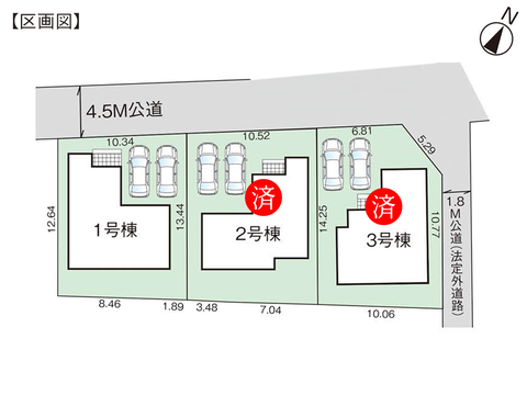 岡山市北区西辛川の新築 一戸建て分譲住宅の区画図