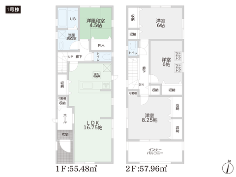 岡山県倉敷市茶屋町の新築 一戸建て分譲住宅の間取り図