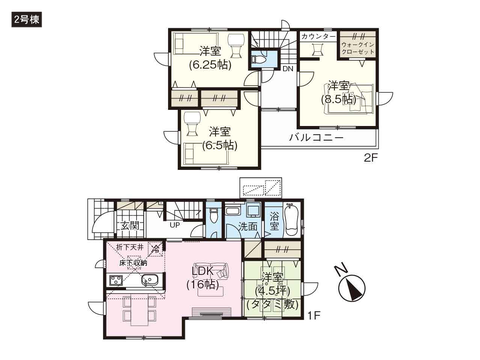 岡山市南区郡の新築 一戸建て分譲住宅の間取り図