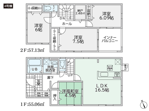 岡山県倉敷市福田町浦田の新築 一戸建て分譲住宅の間取り図