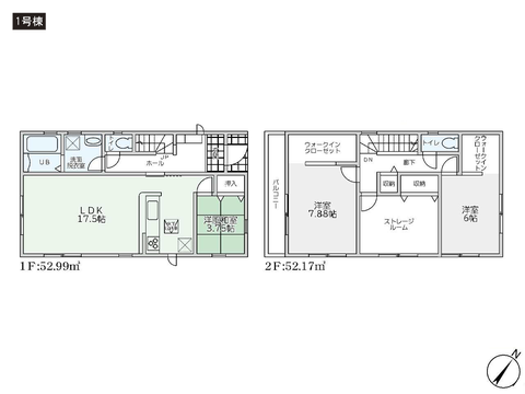 岡山県岡山市南区築港新町の新築 一戸建て分譲住宅の間取り図