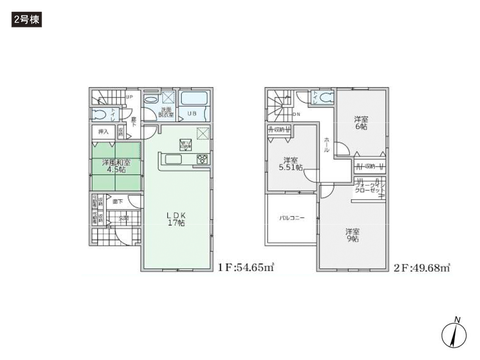 岡山県総社市駅南1丁目の新築 一戸建て分譲住宅の間取り図