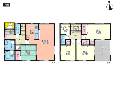 岡山市東区金岡東町の新築 一戸建て分譲住宅の間取り図