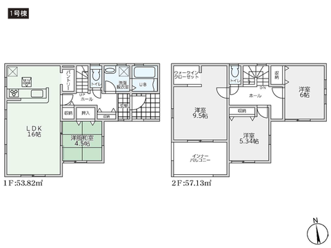 岡山県岡山市東区久保の新築 一戸建て分譲住宅の間取り図