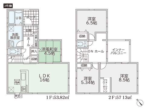 岡山県倉敷市水江の新築 一戸建て分譲住宅の間取り図