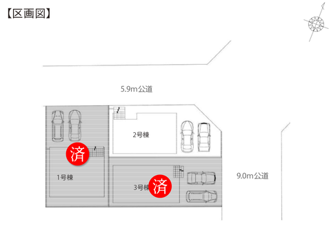 岡山市南区東畦の新築 一戸建て分譲住宅の区画図
