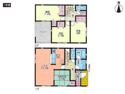 倉敷市中畝の新築 一戸建て分譲住宅の間取り図