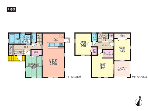 岡山県倉敷市船穂町船穂の新築 一戸建て分譲住宅の間取り図