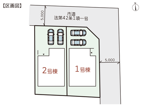 瀬戸内市邑久町下笠加の新築 一戸建て分譲住宅の区画図