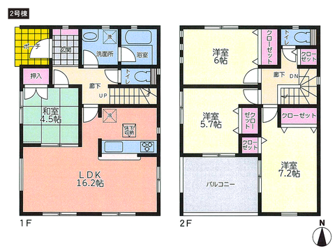 岡山県岡山市東区西大寺東2丁目の新築 一戸建て分譲住宅の間取り図