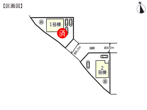 瀬戸内市邑久町山田庄の新築 一戸建て分譲住宅の区画図