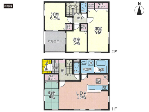 倉敷市玉島乙島の新築 一戸建て分譲住宅の間取り図