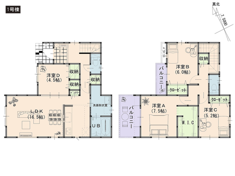 岡山市中区湊の新築 一戸建て分譲住宅の間取り図