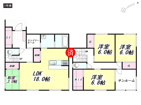 岡山市北区津高の新築 一戸建て分譲住宅の間取り図