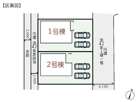 岡山県岡山市南区大福の新築 一戸建て分譲住宅の区画図