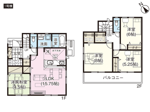 岡山市北区小山の新築 一戸建て分譲住宅の間取り図