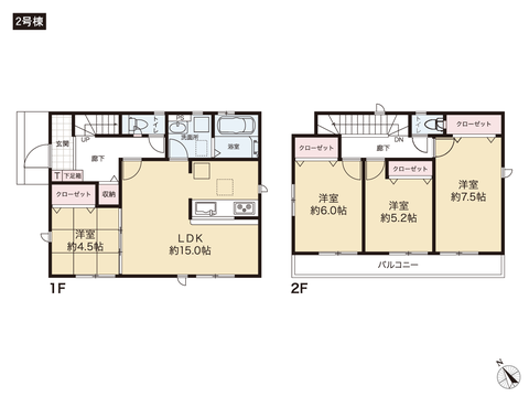 岡山県倉敷市連島町鶴新田の新築 一戸建て分譲住宅の間取り図