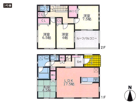 岡山県倉敷市中畝の新築 一戸建て分譲住宅の間取り図